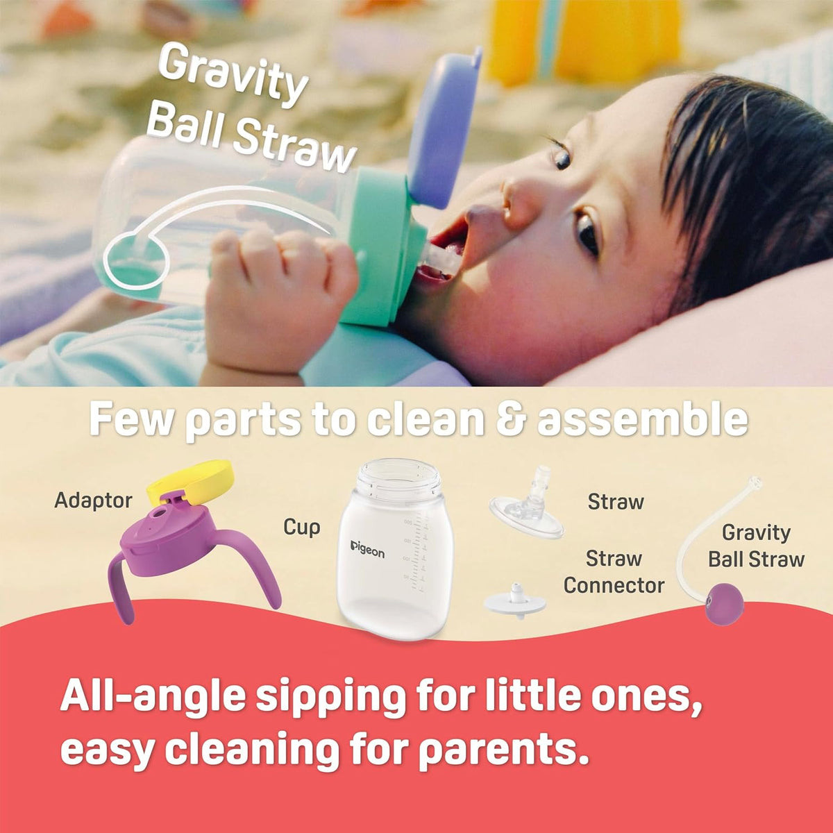 Pigeon Startouch Straw Cup + Gravity Ball Berry Blast 250ml