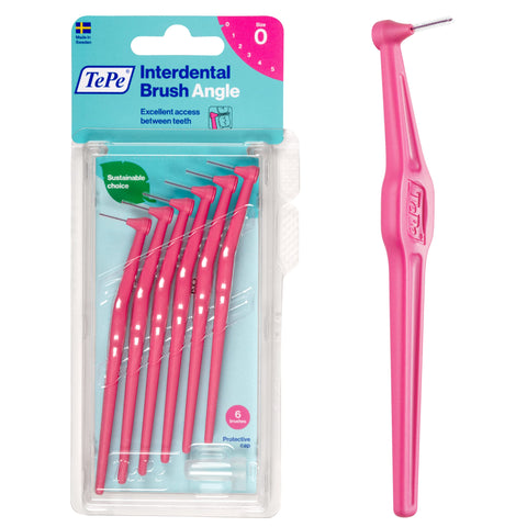 TePe Interdental Brush Angle Pink (Size 0) 0.4mm 6 Pack