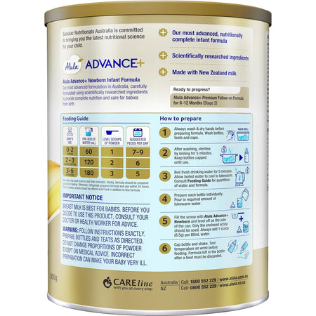 Alula Advance+ Stage 1 Premium Newborn Infant Formula 0-6 Months 800g