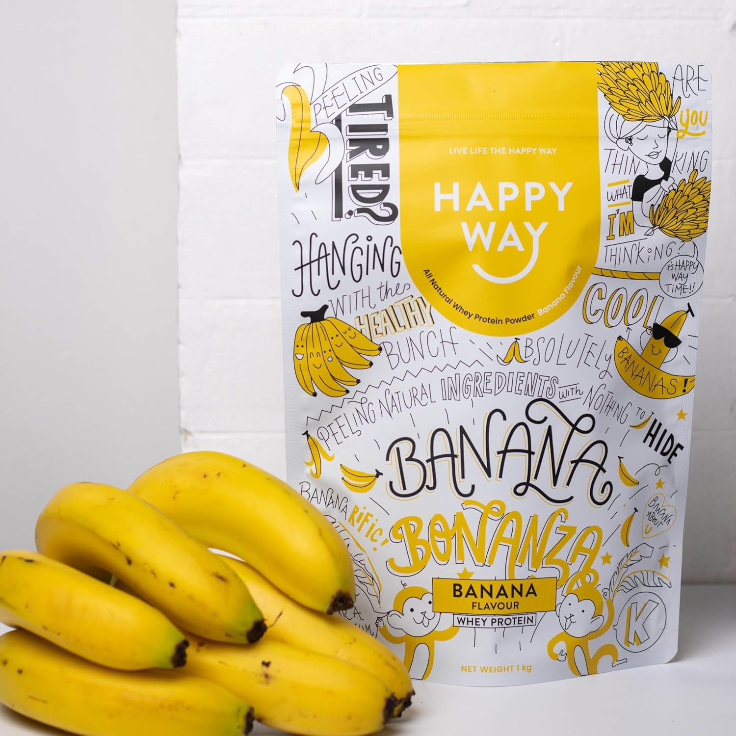 Happy Way Whey Protein Powder Banana 1kg
