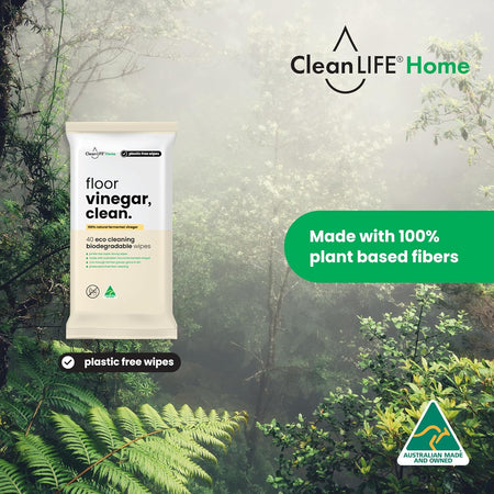 CleanLIFE Vinegar Clean Floor Plastic Free Wipes 40pk
