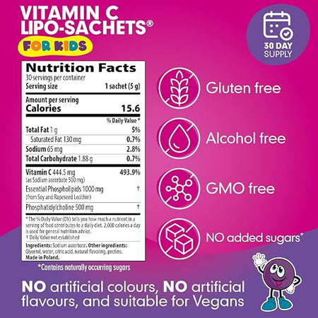 Lipo-Sachets Vitamin C Lipo-Sachets for Kids Blackcurrant 5g x 30 Sachets