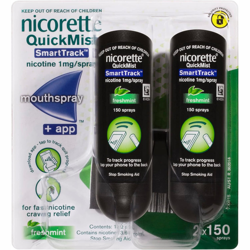 Nicorette QuickMist SmartTrack Mouthspray 150 Sprays Duo Pack – Freshmint