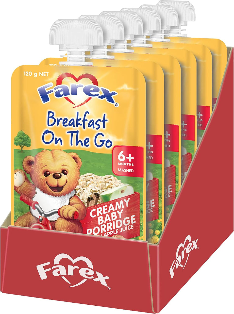 Farex Breakfast On The Go Baby Porridge 6 months+ 120g(Pack of 6)