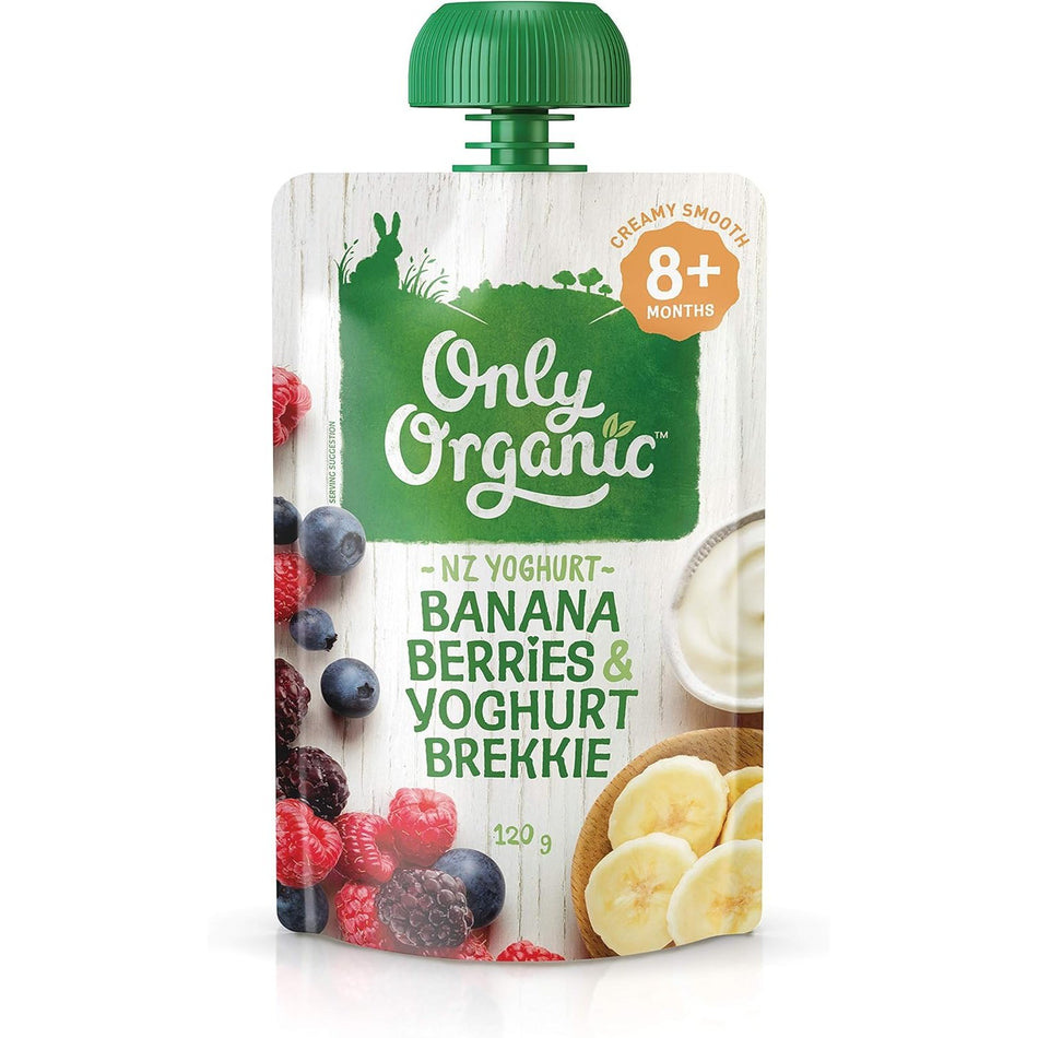 Only Organic Banana Berries & Yoghurt Brekkie 8+ Months 120g Pack of 6