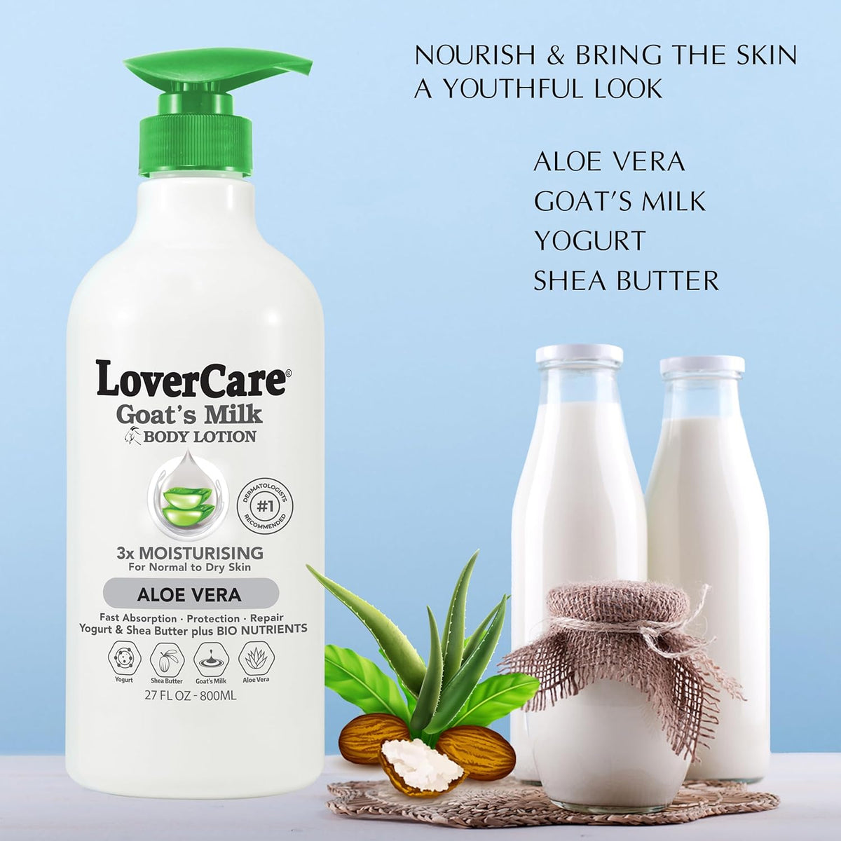 Lovercare Goat's Milk Body Lotion Aloe Vera 800ml