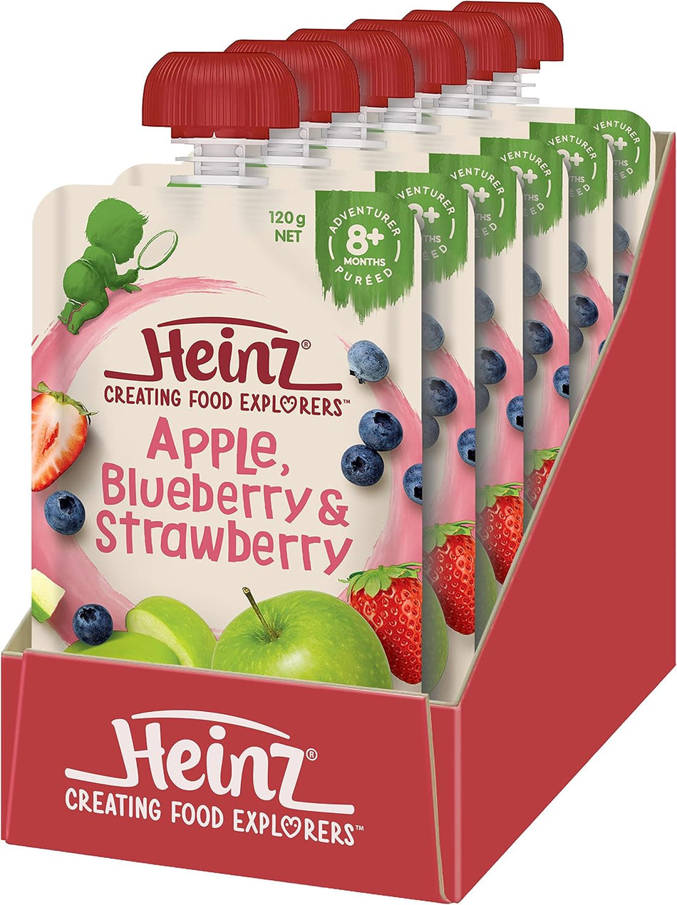 Heinz Apple, Blueberry & Strawberry Pouch 120g(Pack of 6)