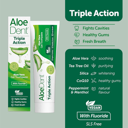 Aloe Dent Toothpaste Triple Action with Fluoride 100ml