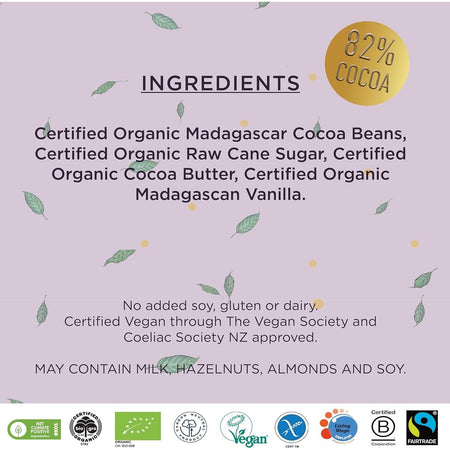Bennetto Organic Dark Chocolate 82% Super Dark 12x80g