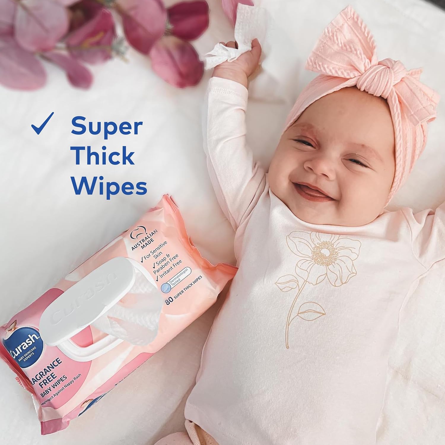 Curash Fragrance Free Baby Wipes 8 X 80 Pack