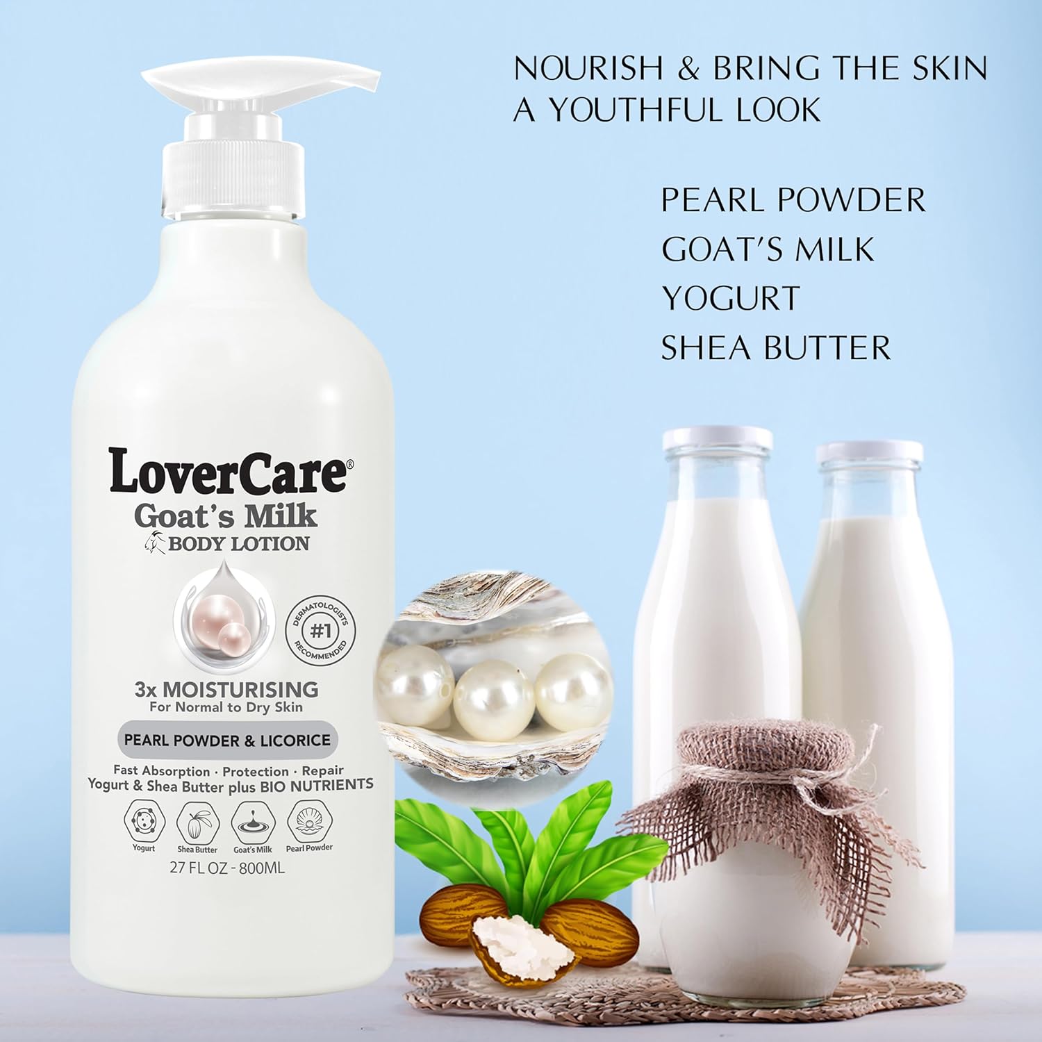 Lovercare Goat's Milk Body Lotion Pearl Powder 800ml