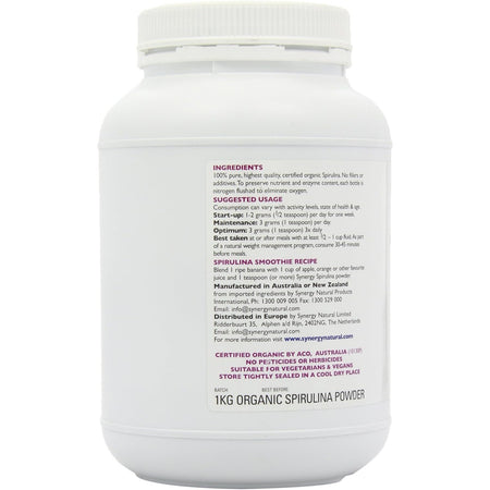 Synergy Natural Organic Spirulina Powder 1kg