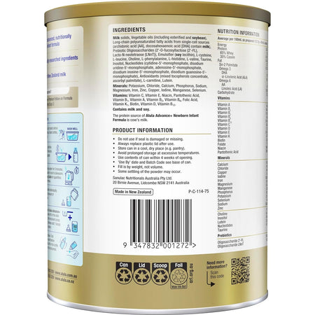 Alula Advance+ Stage 1 Premium Newborn Infant Formula 0-6 Months 800g