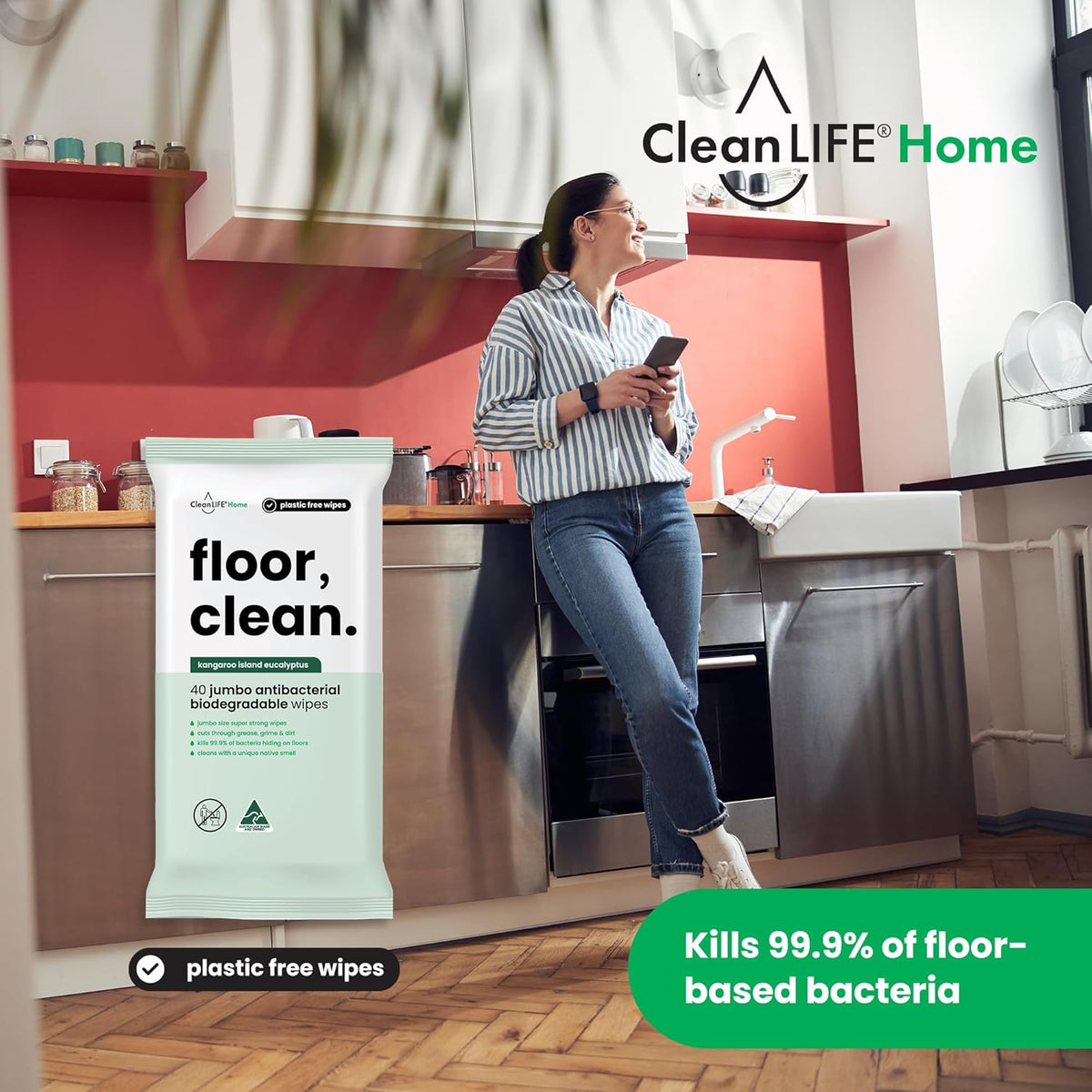 CleanLIFE Floor Clean Wipes 40pk