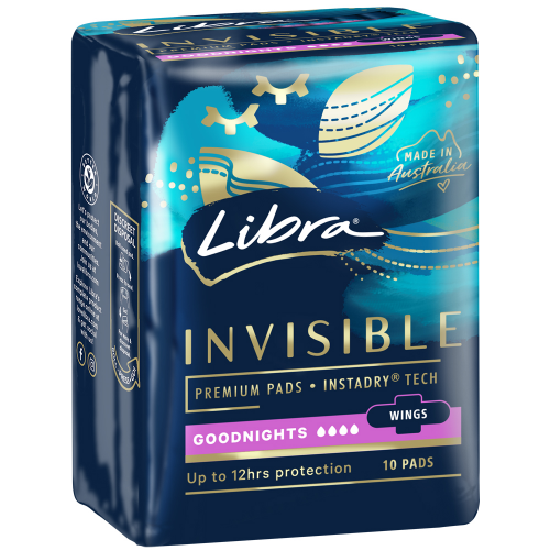 Libra Invisible Goodnights Maximum Protection Wings Pads 10 Pack