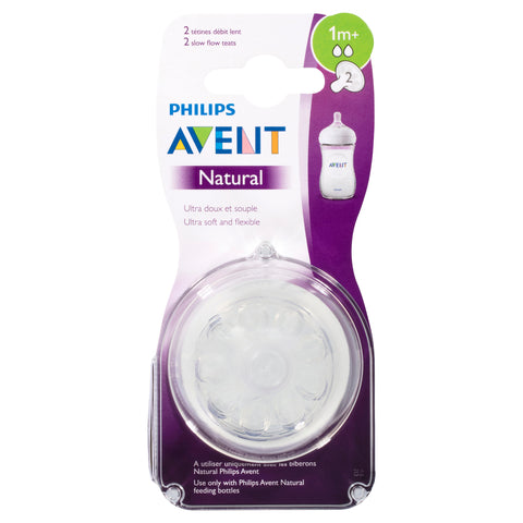 Avent Natural Teat Slow Flow 1 Month+  2Pack