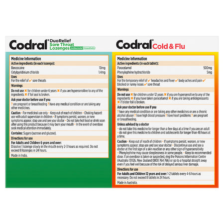 Codral Plus Cold & Flu +sore Throat 16 Lozenges