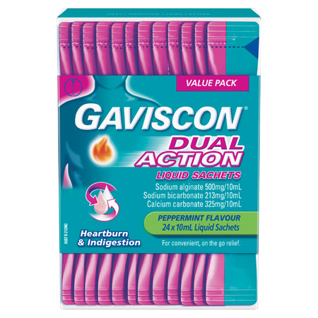 Gaviscon Dual Action Liquid Peppermint Sachet 10ml X 24