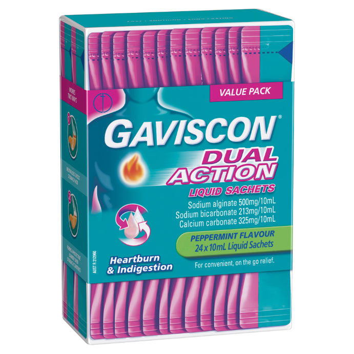 Gaviscon Dual Action Liquid Peppermint Sachet 10ml X 24