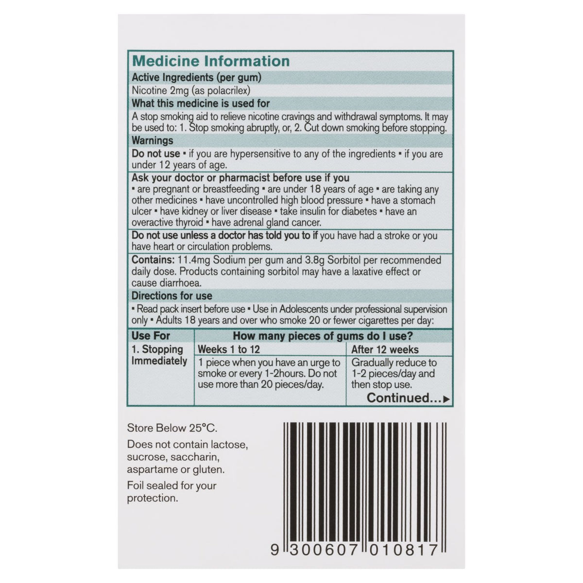 Nicorette Quit Smoking Regular Strength Nicotine Gum Classic 75