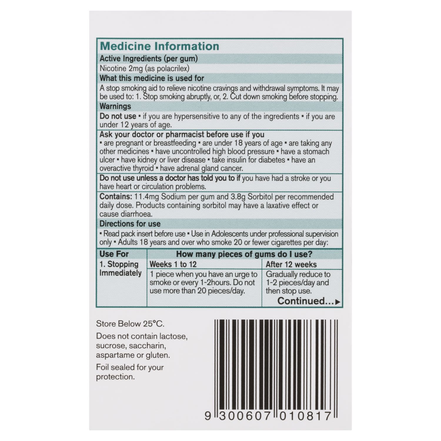 Nicorette Quit Smoking Regular Strength Nicotine Gum Classic 75