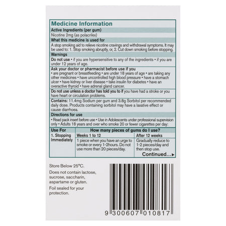 Nicorette Quit Smoking Regular Strength Nicotine Gum Classic 75