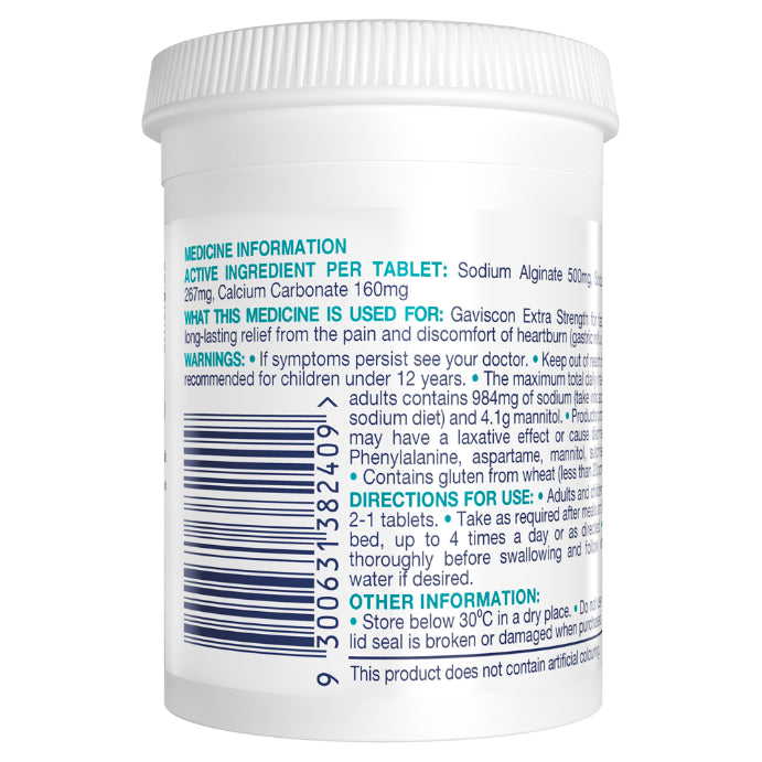 Gaviscon Extra Strength 500mg Chewable T 60