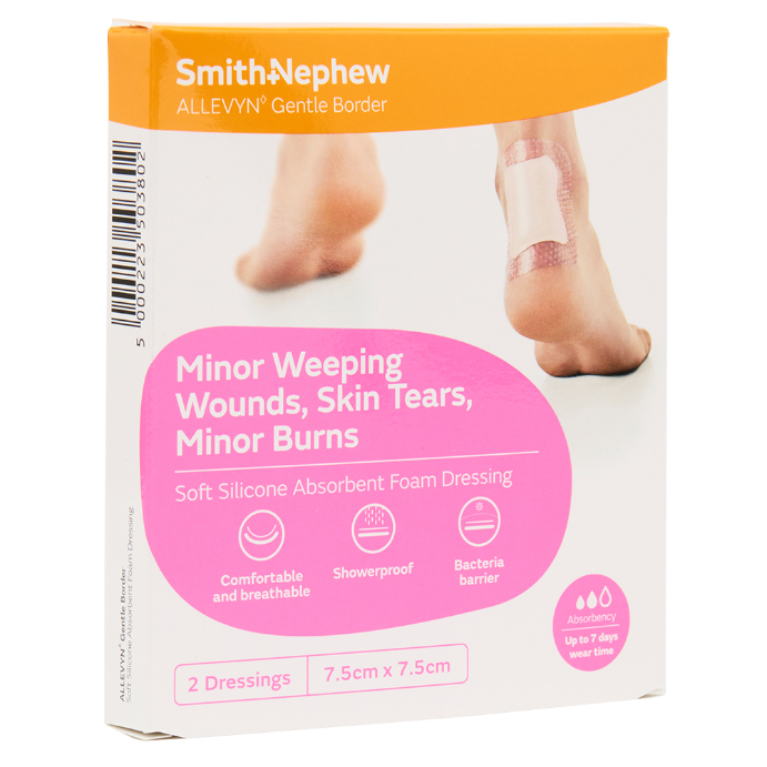 Allevyn Gentle Border 7.5cm X 7.5cm 2 Pack