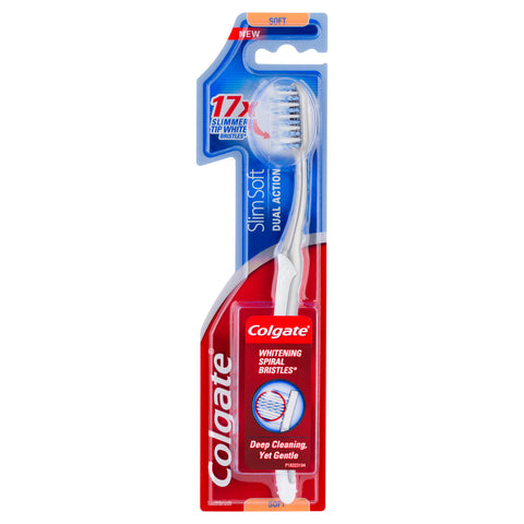 Colgate Slim Soft Dual Action Deep Cleaning & Whitening Spiral Bristles Soft Toothbrush