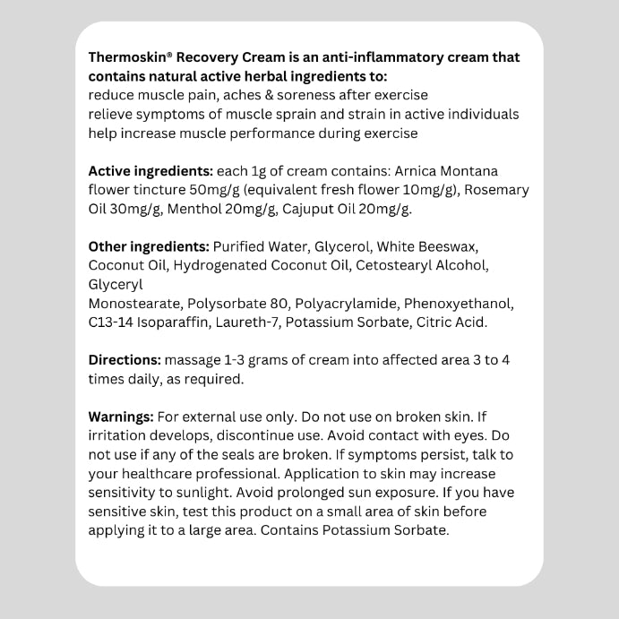 Thermoskin Recovery Cream Pain Relief 10