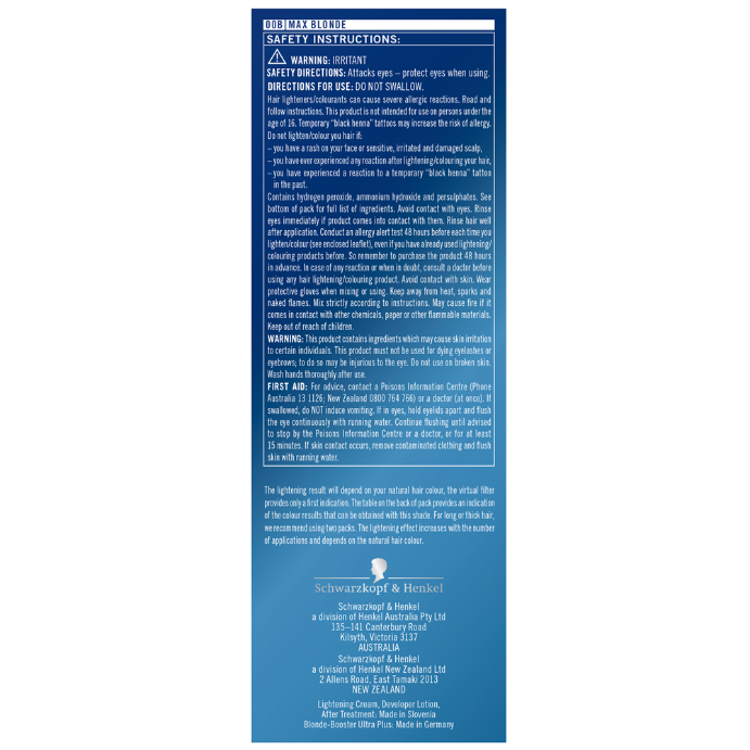 Schwarzkopf Live Colour Permanent Intense Bleach Max Blonde 00B