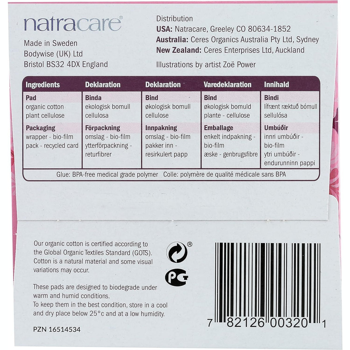 Natracare Ultra Extra Pads Long with Organic Cotton Cover x 8 Pack