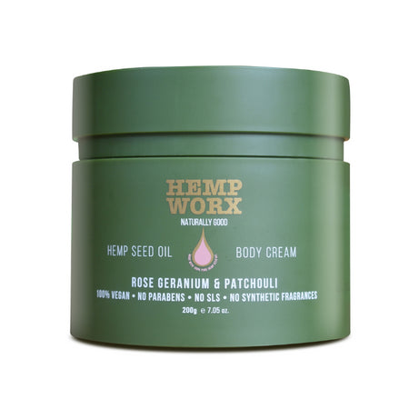 Hemp Worx Rose Geranium & Patchouli Body Cream 200gm