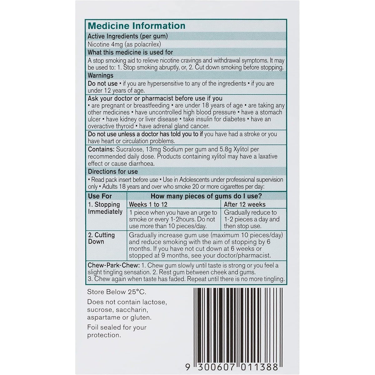 Nicorette Gum 4mg Fresh Fruit 75 Pieces