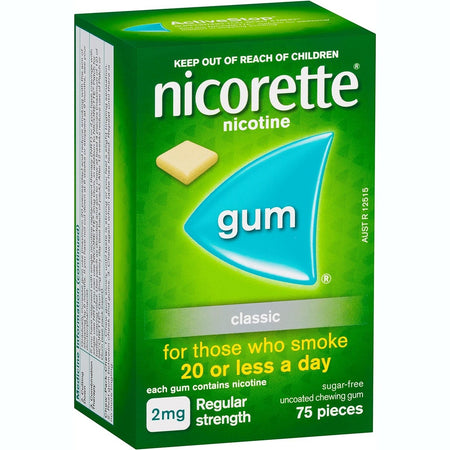 Nicorette Quit Smoking Regular Strength Nicotine Gum Classic 75