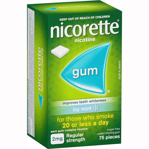 Nicorette Quit Smoking Regular Strength Nicotine Gum Icy Mint 75