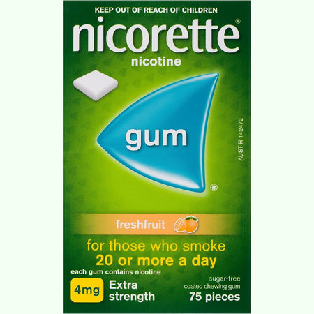 Nicorette Gum 4mg Fresh Fruit 75 Pieces