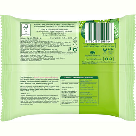 Simple Biodegradable Facial Wipes 25 Wipes