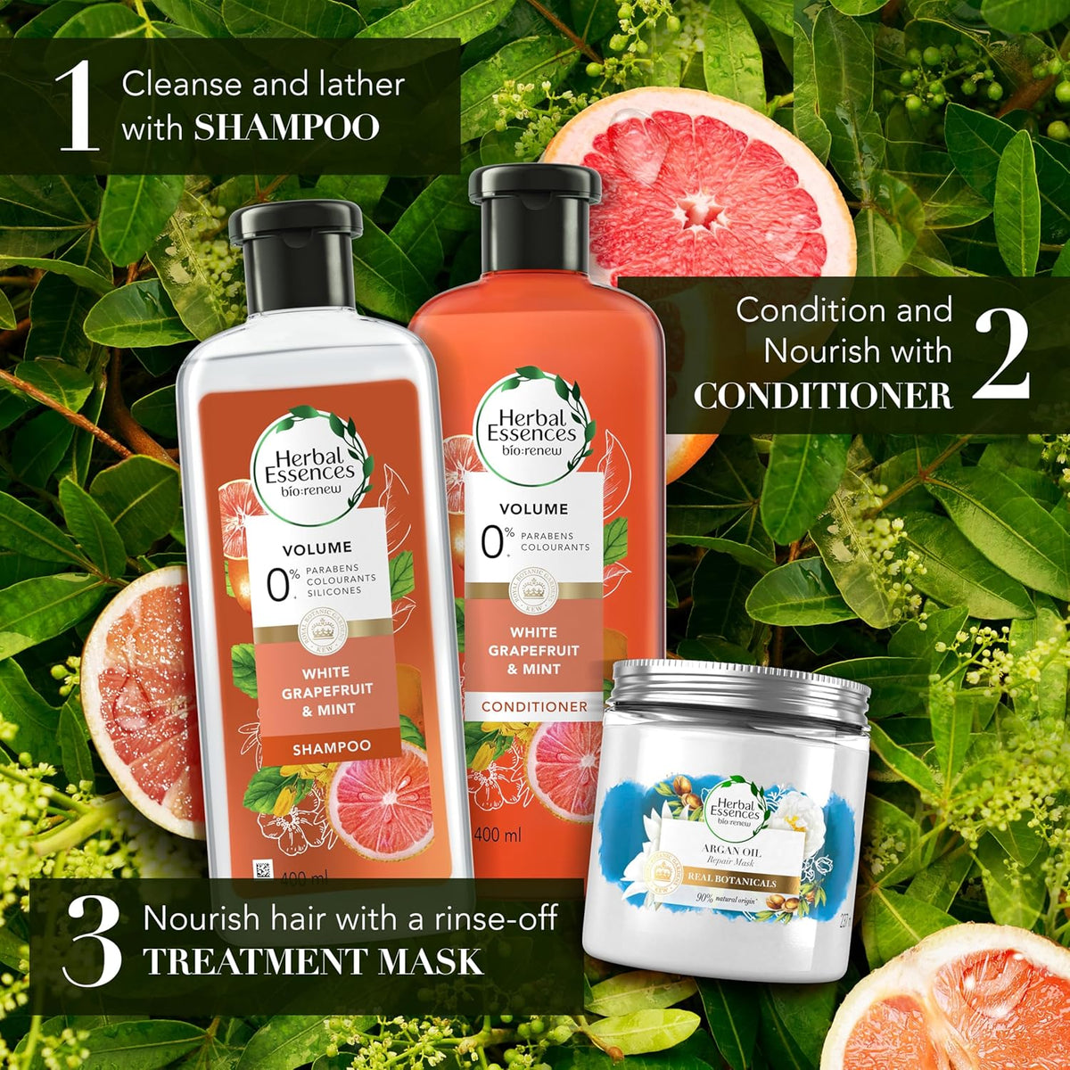 Herbal Essences Bio:renew Naked Volume White Grapefruit & Mosa Mint Shampoo 400ml