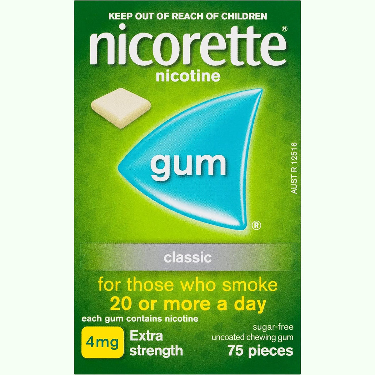 Nicorette Gum 4mg Classic 75 Pieces