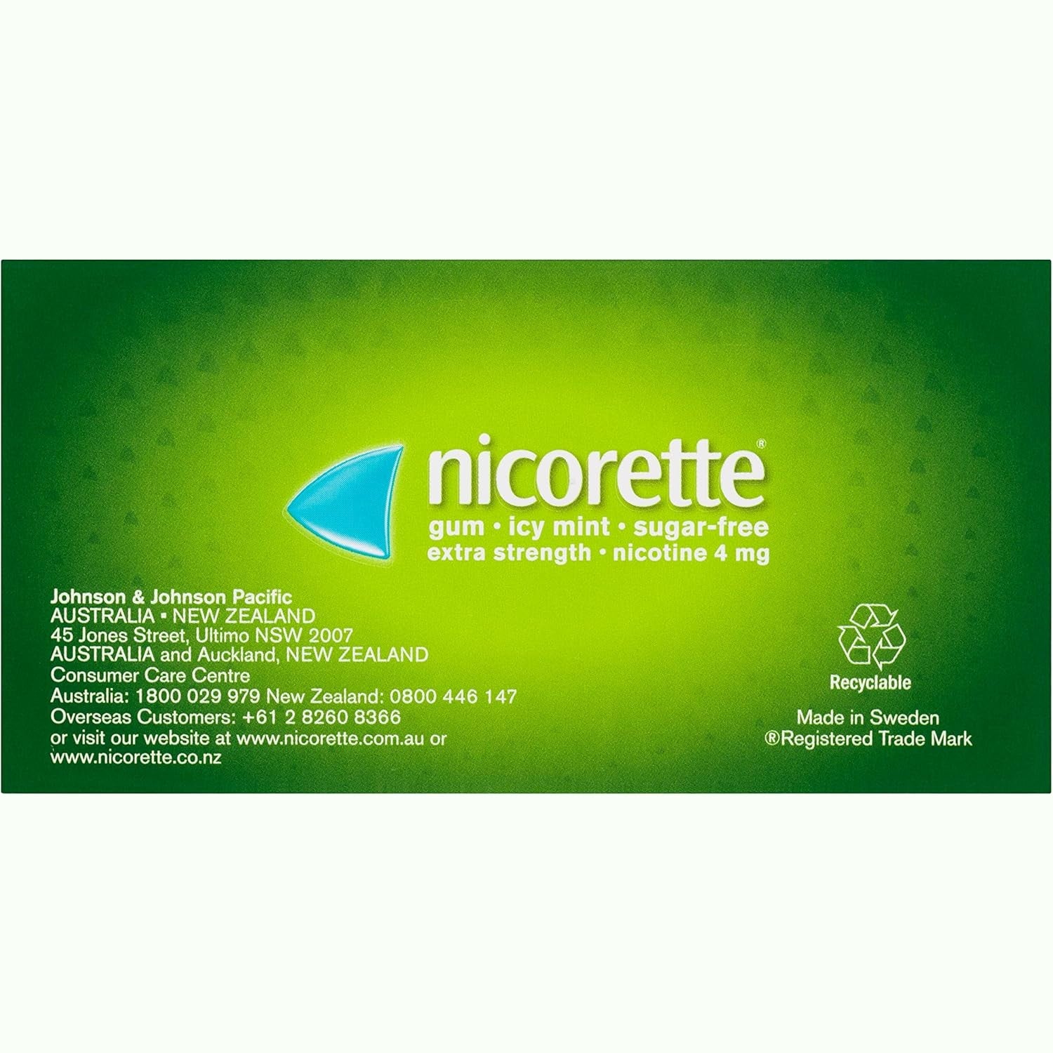 Nicorette Nicotine Gum 4mg Extra Strength Icy Mint 75 Pack