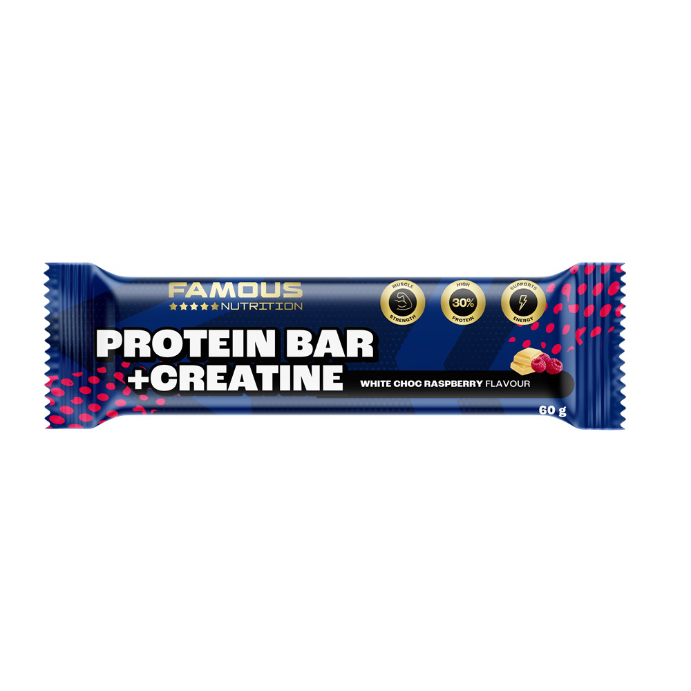 Famous Nutrition Creatine Protein Bar White Chocolate Raspberry 60g