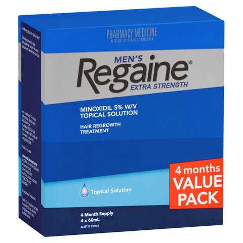 Regaine Men's Extra Strength Hair Regrowth Treatment SOLUTION 4 x 60mL