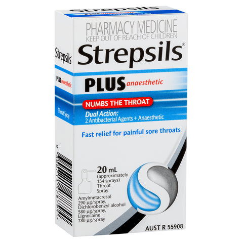 Strepsils Plus 20ml Sore Throat Numbing Spray Pain Relief