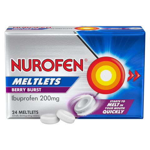 Nurofen Meltlets Pain Relief Berry Burst 200mg Ibuprofen 24