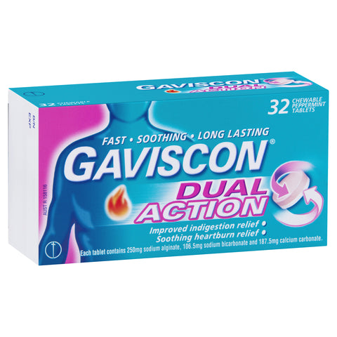 Gaviscon Dual Action Chewable Peppermint Tablets  32