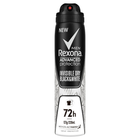 Rexona for Men Antiperspirant Deodorant Invisible ADV Black and White 250ml
