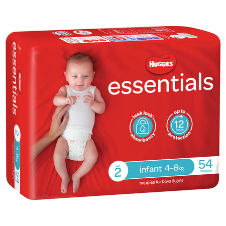 Huggies Essentials Nappies Size 2 4-8kg 54 Pack