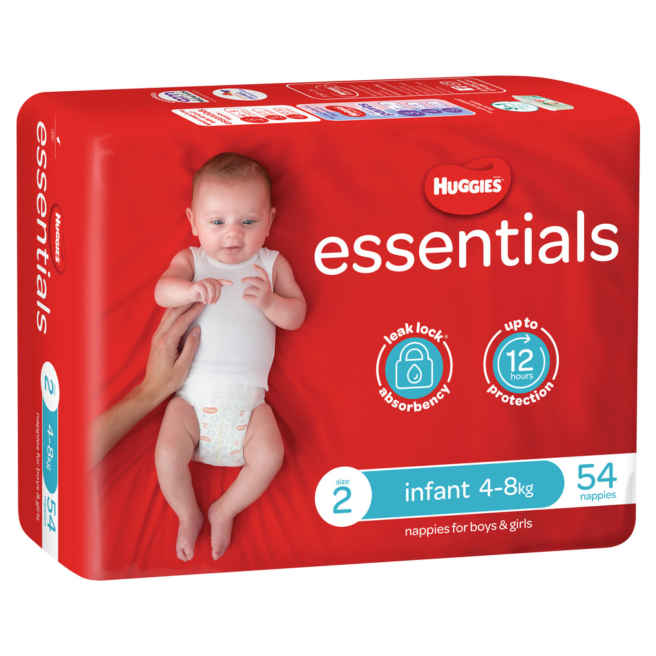 Huggies Essentials Nappies Size 2 4-8kg 54 Pack