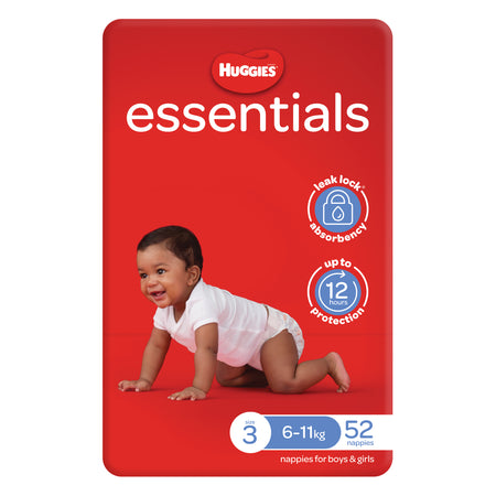 Huggies Essentials Nappies Size 3 6-11kg 52 Pack